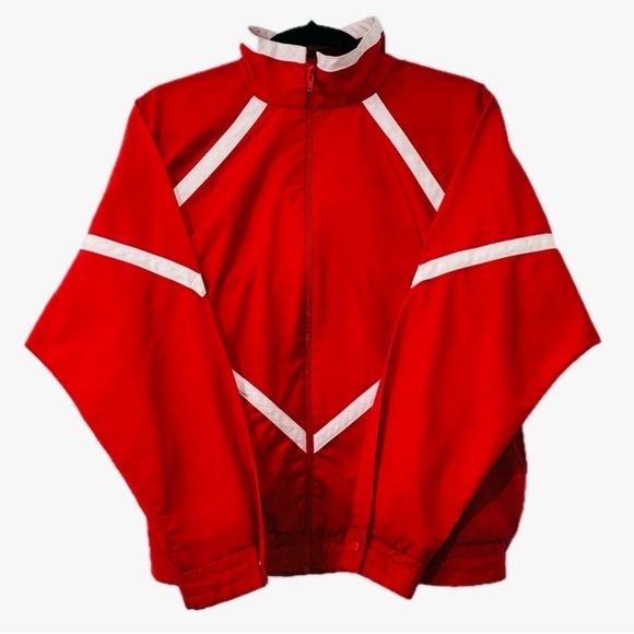 🧥🎯 PIERRE CARDIN Vintage Red Windbreaker Jacket | 1990s Preppy Collector, Sz XS - Picture 1 of 10